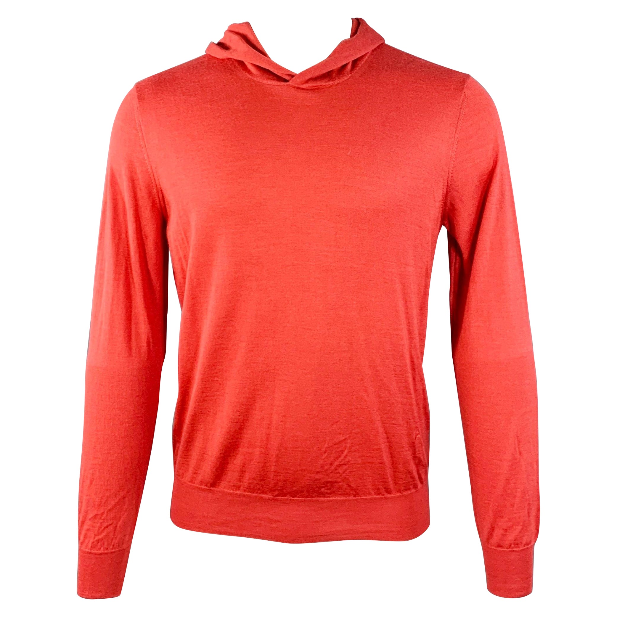 M. Isaias Taglia M Rosso mattone Cashmere Seta Pullover con cappuccio