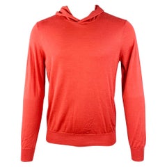 ISAIA Size M Brick Red Cashmere Silk Hoodie Pullover