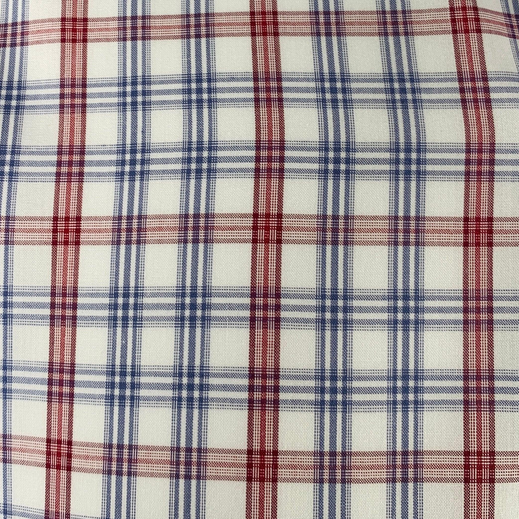 ISAIA long sleeve shirt in a white cotton woven fabric featuring a burgundy and blue plaid pattern, spread collar, and button closure. Made in Italy.Excellent Pre-Owned Condition. 

Marked:   15.5/39  

Measurements: 
 
Shoulder: 15.5 inches Chest: