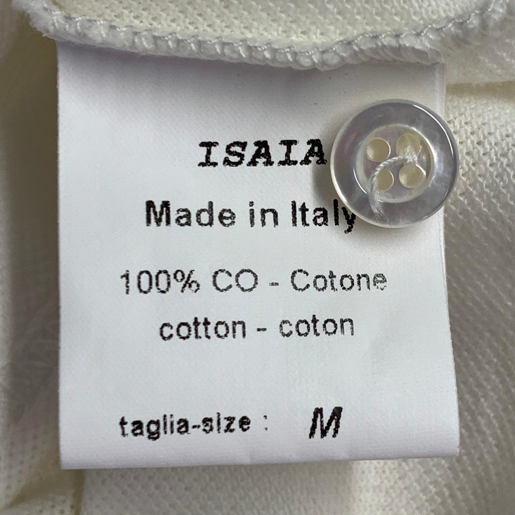 Polo de manga corta de algodón blanco roto ISAIA Talla M en venta 3