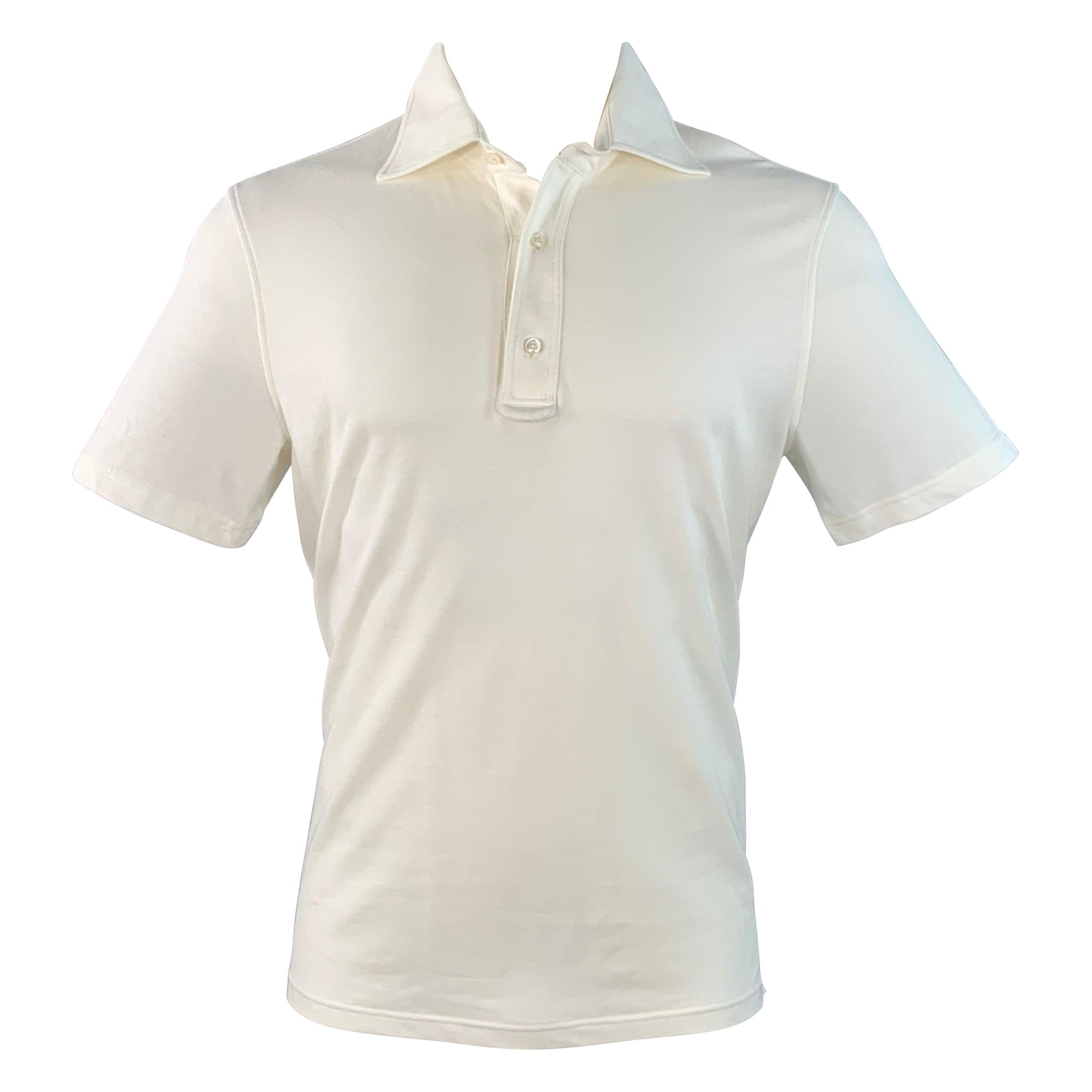 ISAIA Taille M Polo à manches courtes en coton écru