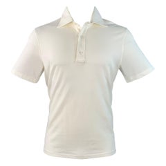 ISAIA Size M Off White Cotton Short Sleeve Polo