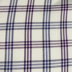 ISAIA Size M White Grey Purple Plaid Cotton Spread Collar Long Sleeve Shirt