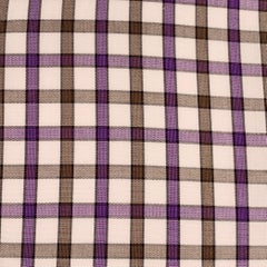 ISAIA Size M White Purple Brown Checkered Cotton Long Sleeve Shirt