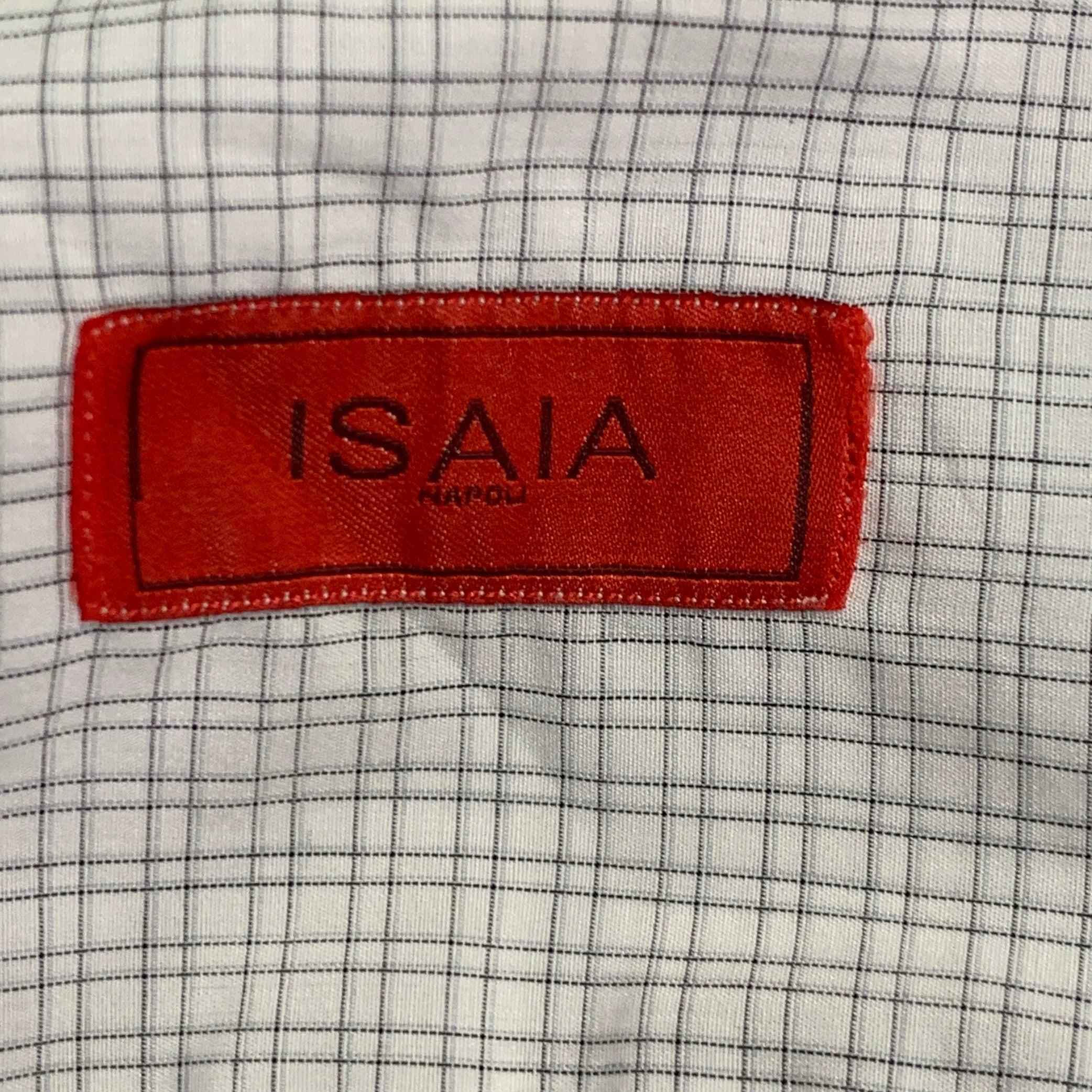 Uomo S.S. White Grey Camicia a maniche lunghe con colletto a quadri in cotone, taglia S. White in vendita
