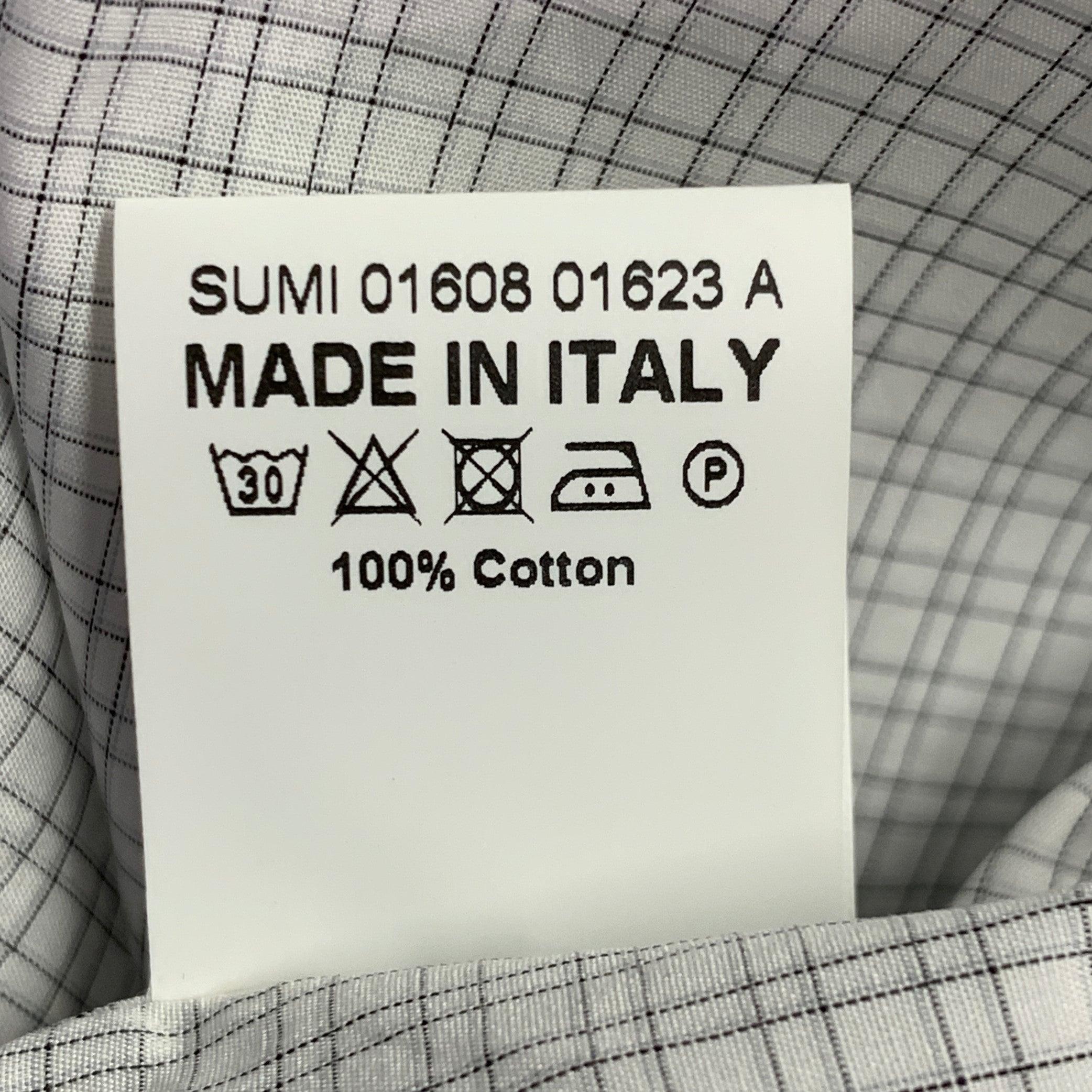 S.S. White Grey Camicia a maniche lunghe con colletto a quadri in cotone, taglia S. White in vendita 1