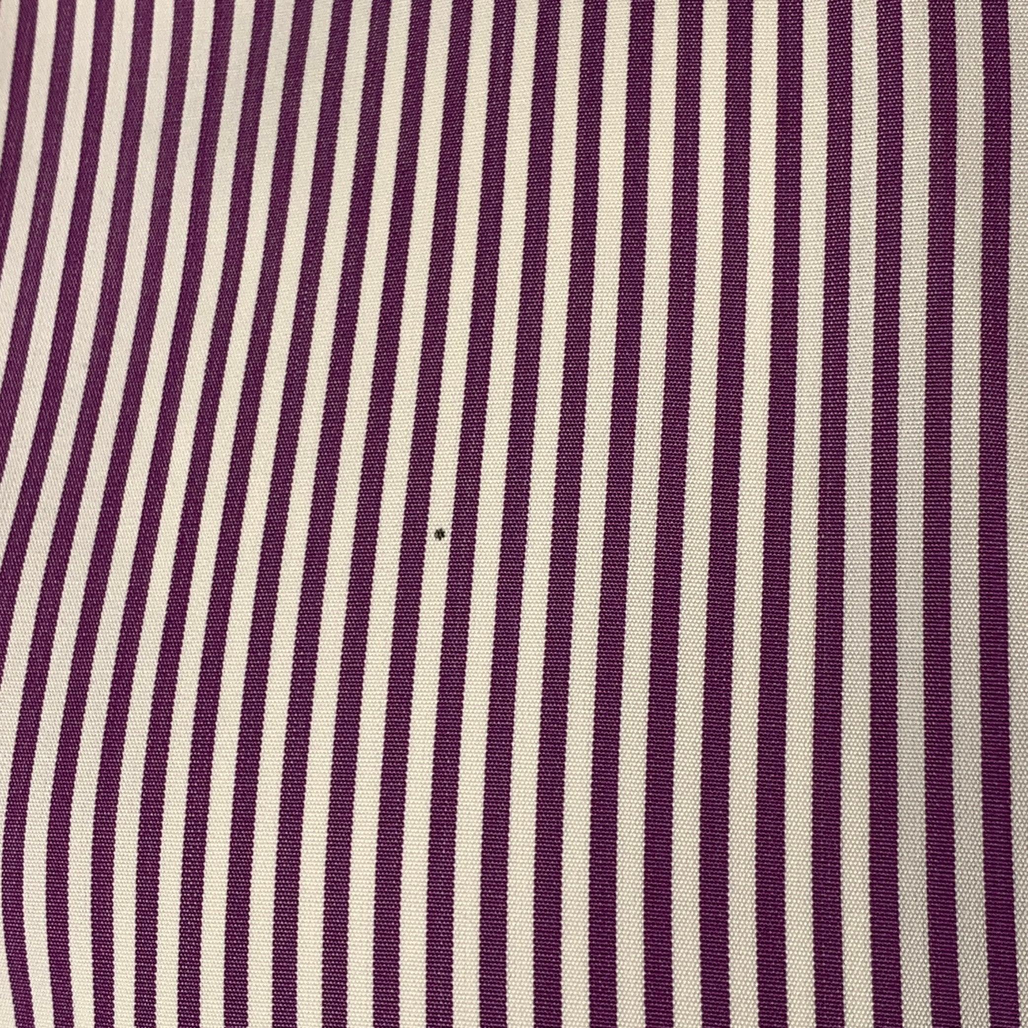 Men's ISAIA Size XL Purple White Stripe Cotton Long Sleeve Shirt
