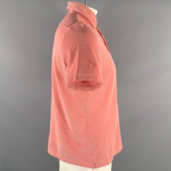 ISAIA Size XL Red White Nailhead Cotton Button Down Polo