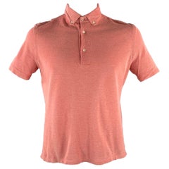 ISAIA Size XL Red White Nailhead Cotton Button Down Polo