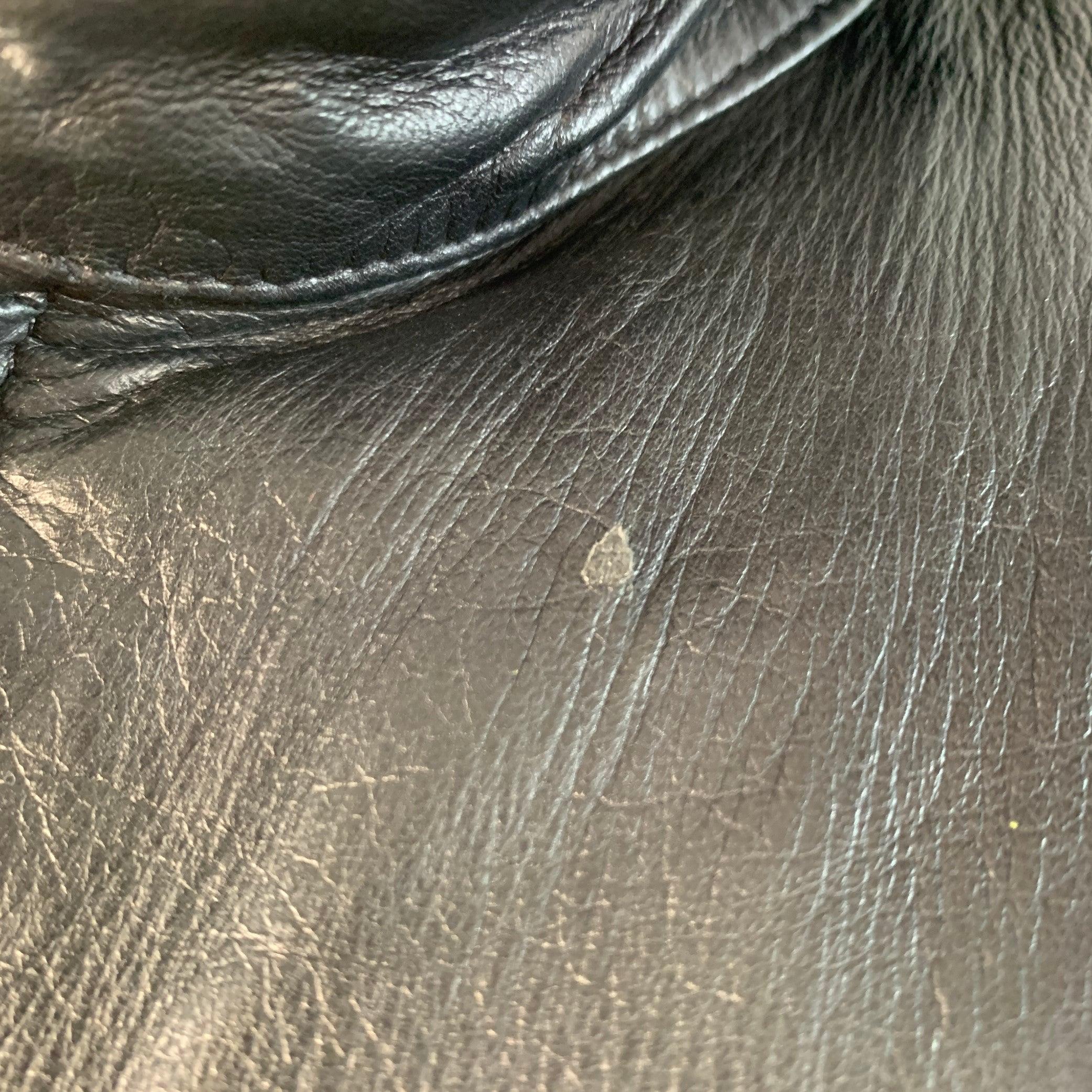 ISAIA SS13 Größe M Schwarz Blau Weiß Reversible Zip Up Lammfell Lederjacke im Angebot 1