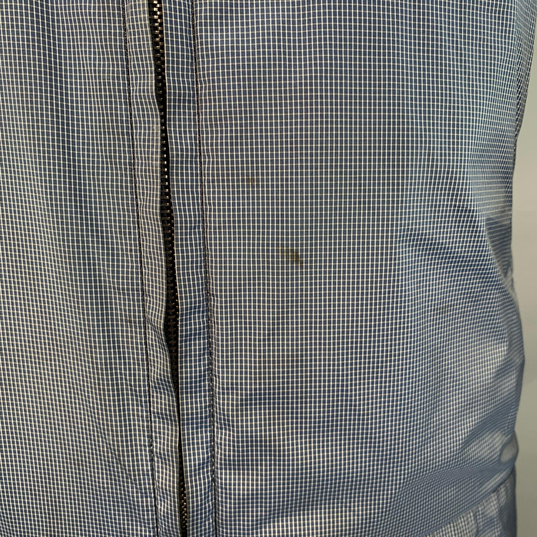 ISAIA SS13 Größe M Schwarz Blau Weiß Reversible Zip Up Lammfell Lederjacke im Angebot 2
