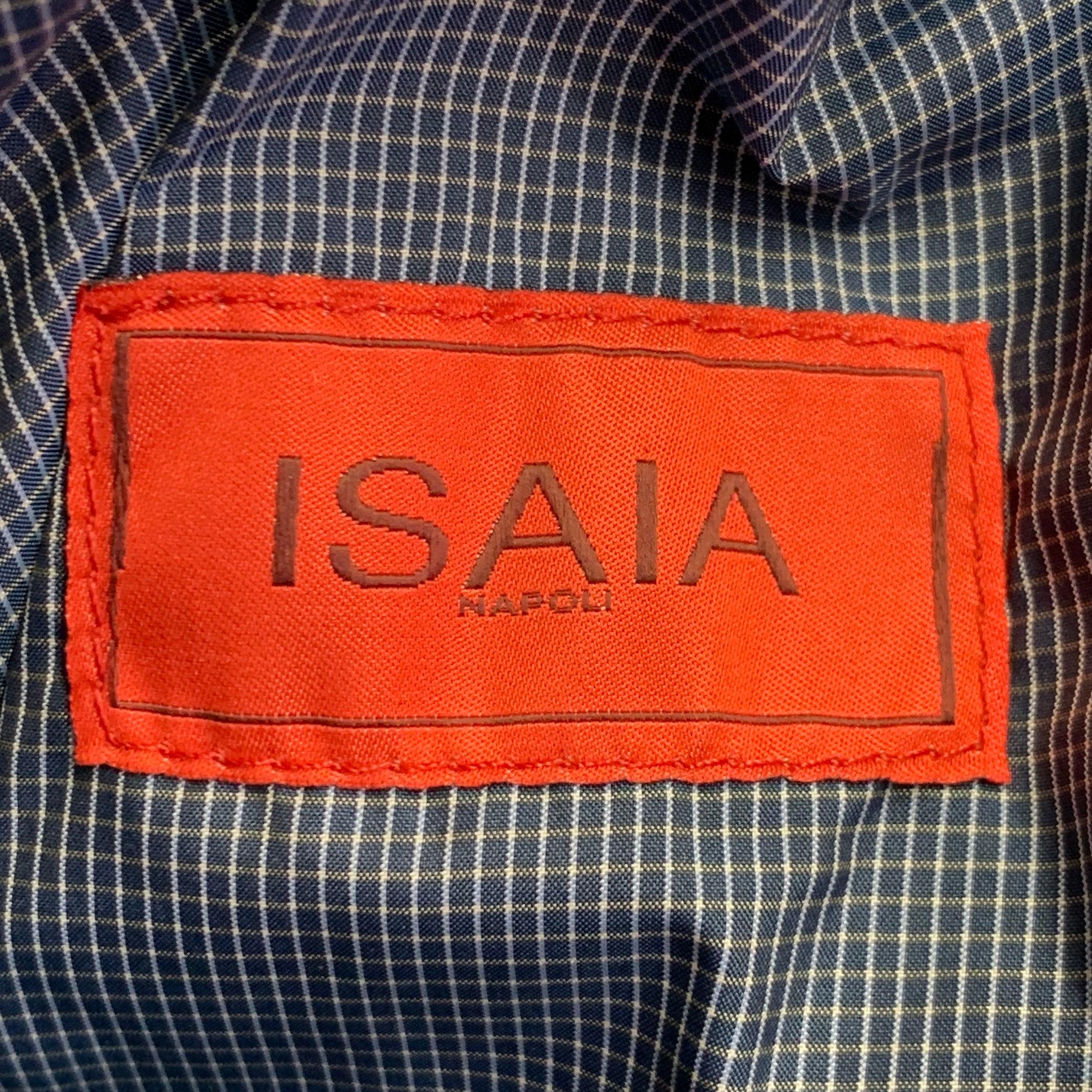 ISAIA SS13 Größe M Schwarz Blau Weiß Reversible Zip Up Lammfell Lederjacke im Angebot 4