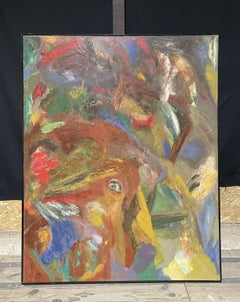 Vintage Huge British Abstract Oil Painting - Amazing Colors