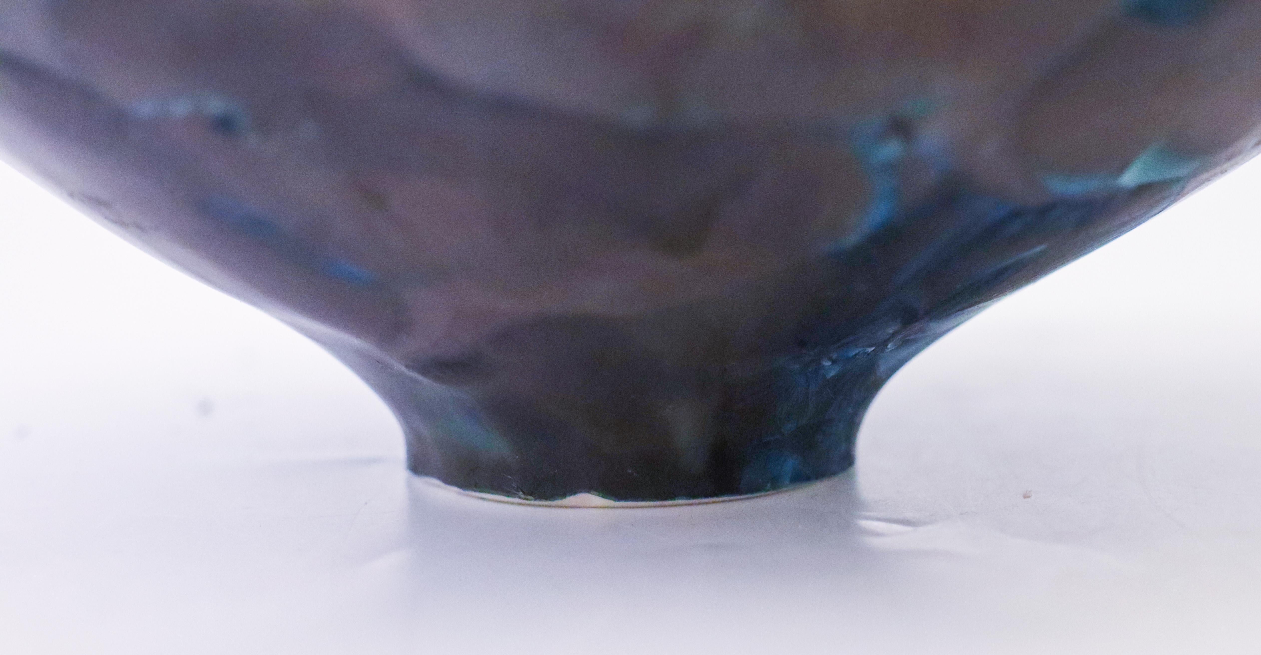 Isak Isaksson Black & Blue Ceramic Vase Crystalline Glaze Contemporary Artist In Excellent Condition For Sale In Stockholm, SE