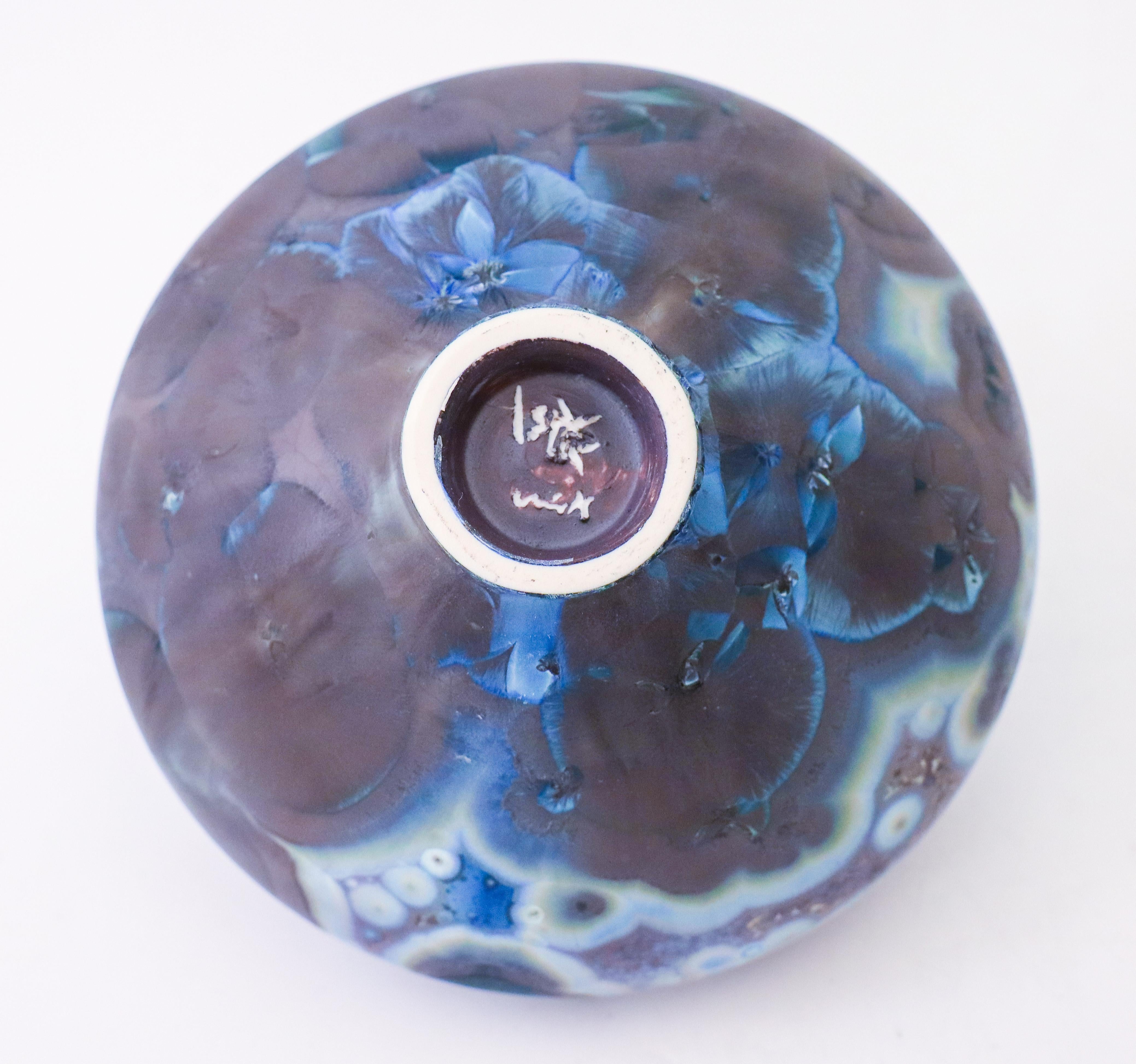 Isak Isaksson Black & Blue Ceramic Vase Crystalline Glaze Contemporary Artist 1