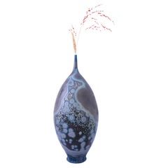 Isak Isaksson Black & Blue Ceramic Vase Crystalline Glaze Contemporary Artist