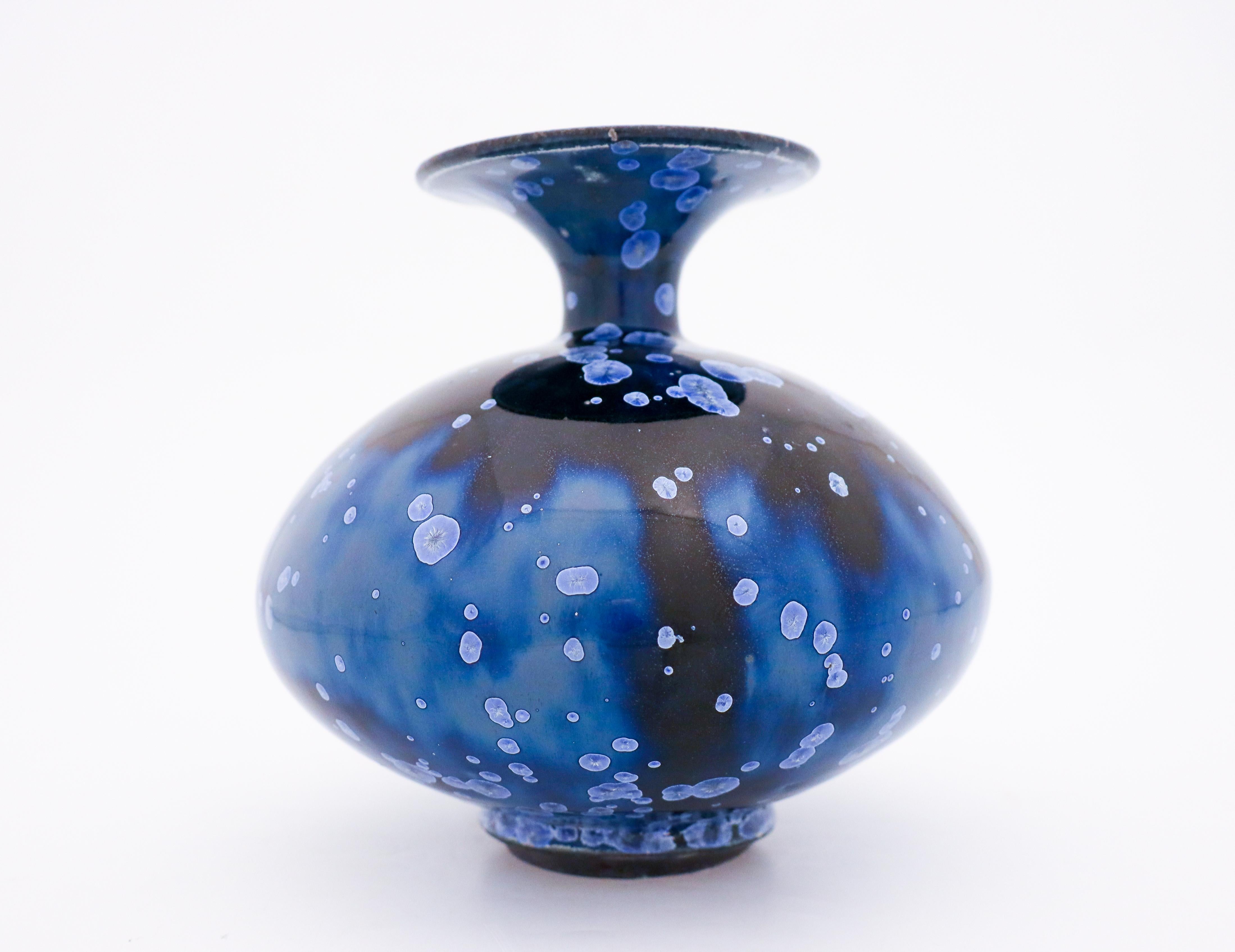 Isak Isaksson, Black & Blue Crystalline Glaze, Contemporary Swedish Ceramicist In Excellent Condition In Stockholm, SE