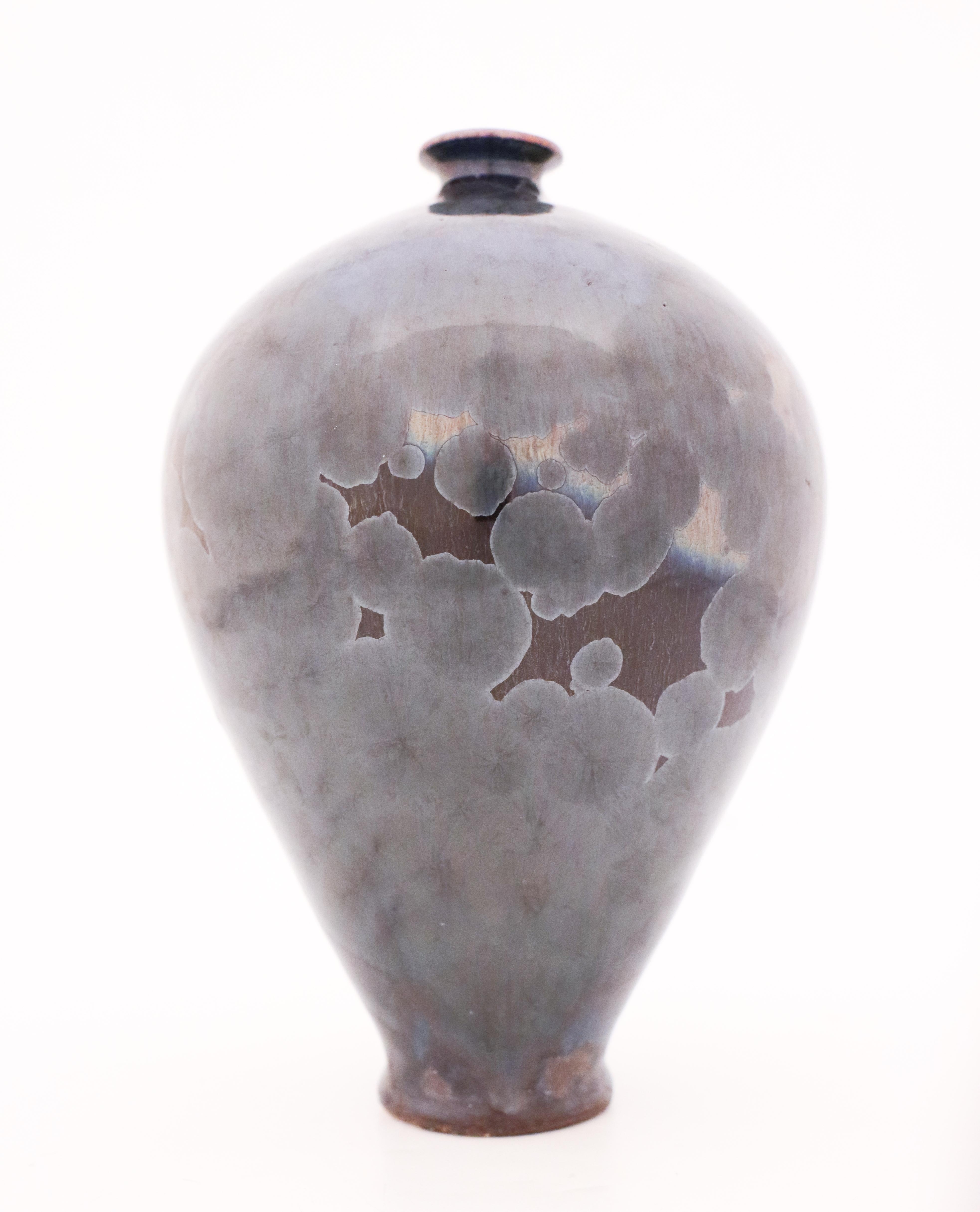 Scandinavian Modern Isak Isaksson, Black Crystalline Glaze, Contemporary Swedish Ceramicist