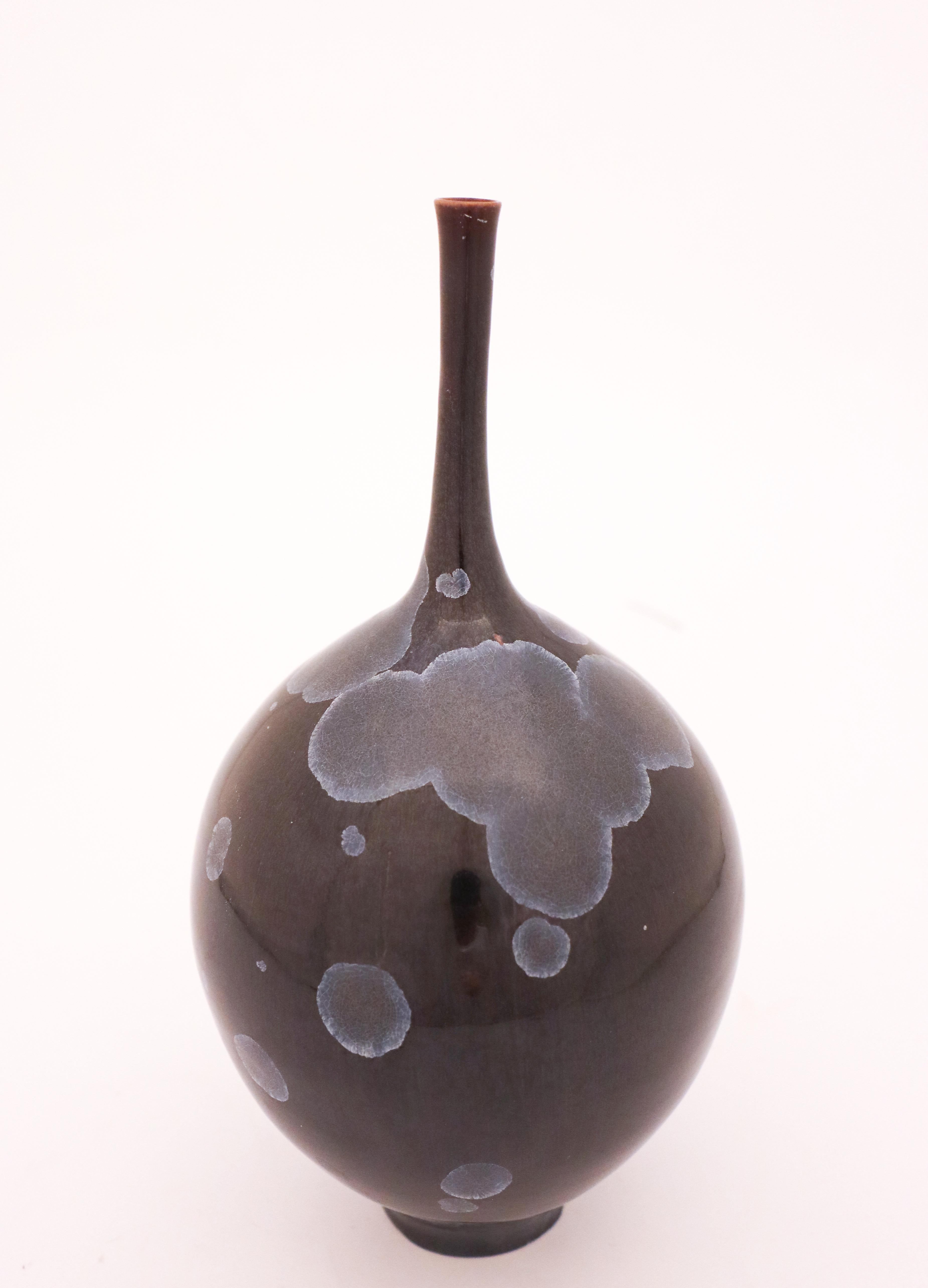 Glazed Vase by Isak Isaksson, Black / Grey glaze, Contemporary Swedish Ceramicist