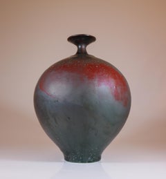 Isak Isaksson - Black & Red Ceramic Vase Crystalline Glaze Contemporary Artist