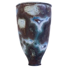 Isak Isaksson Blue & Black Ceramic Vase Crystalline Glaze Contemporary Artist
