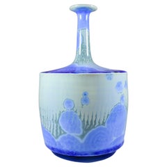 Isak Isaksson Blue Ceramic Vase Crystalline Contemporary Artist