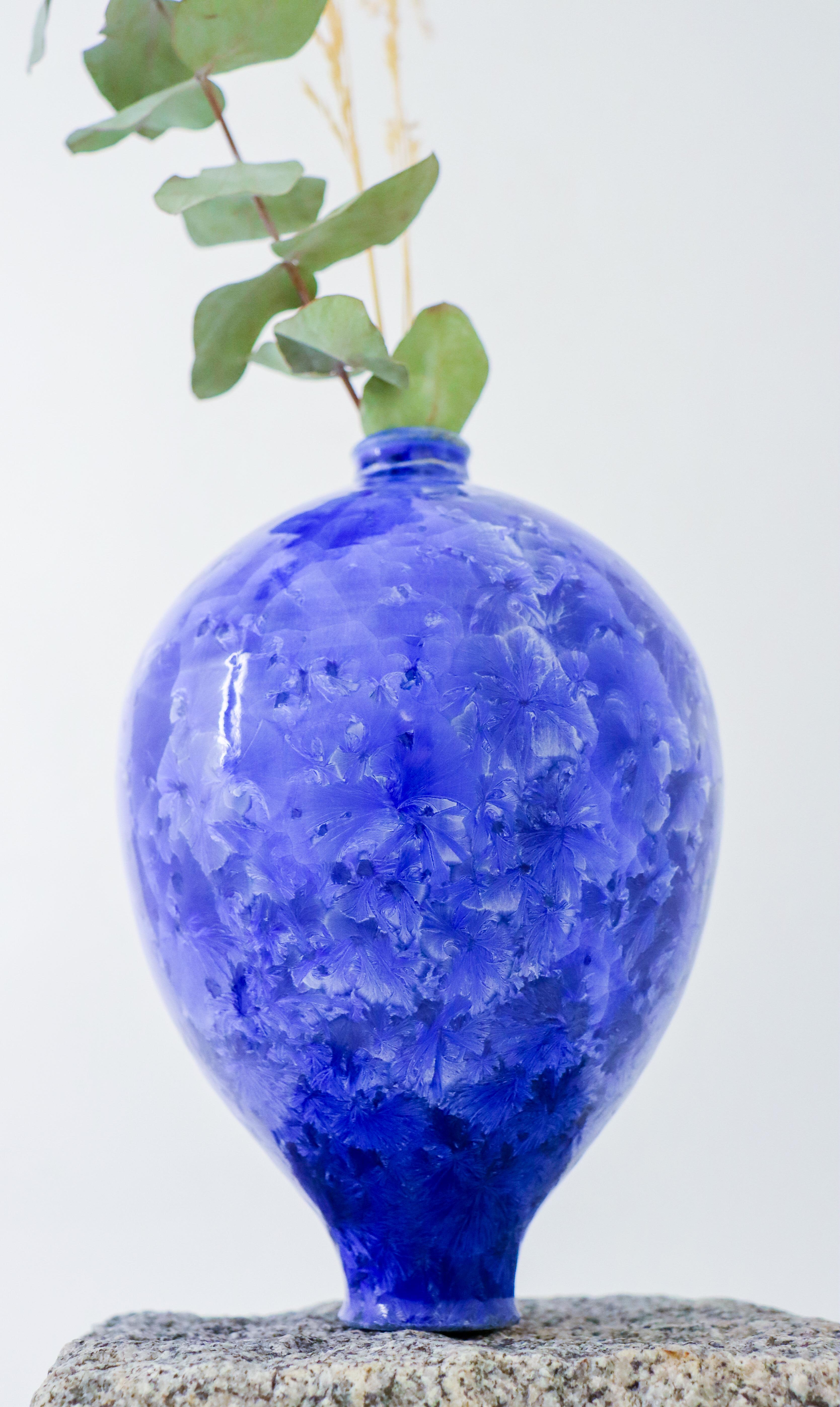 Scandinavian Modern Isak Isaksson - Blue Ceramic Vase - Crystalline Glaze - Contemporary Artist For Sale