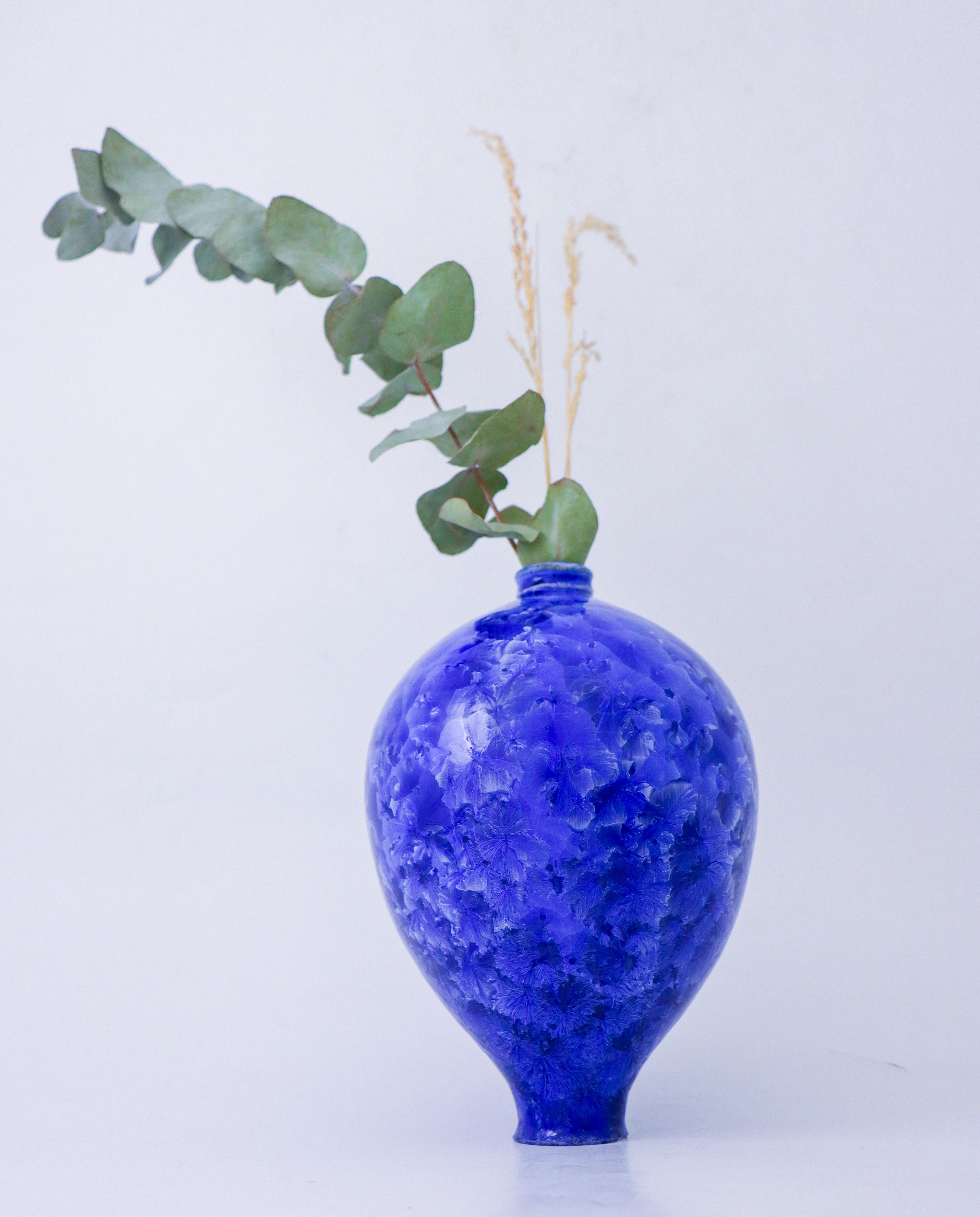 Glazed Isak Isaksson - Blue Ceramic Vase - Crystalline Glaze - Contemporary Artist For Sale