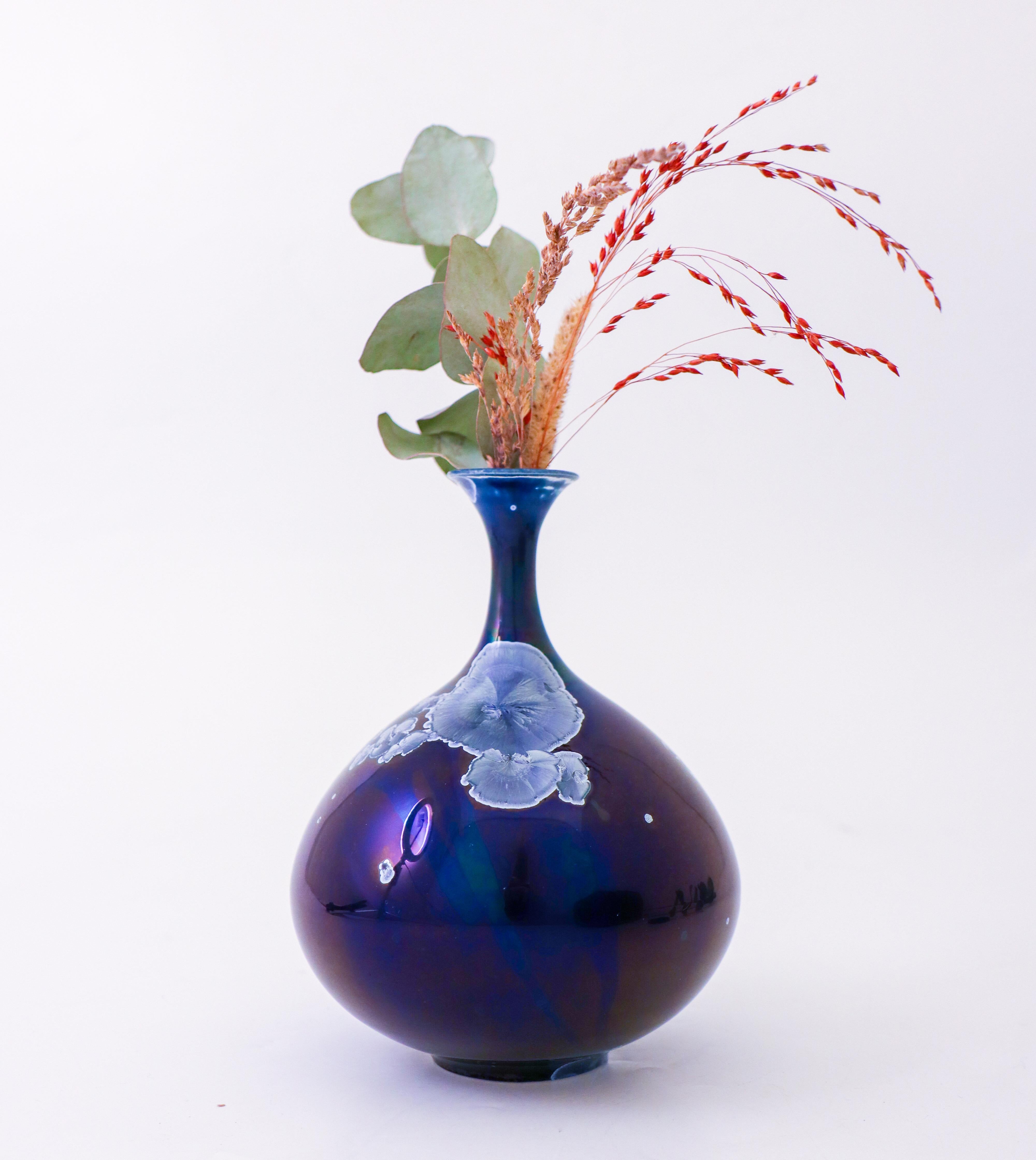 Isak Isaksson Blue Ceramic Vase Crystalline Glaze Contemporary Artist In Excellent Condition In Stockholm, SE