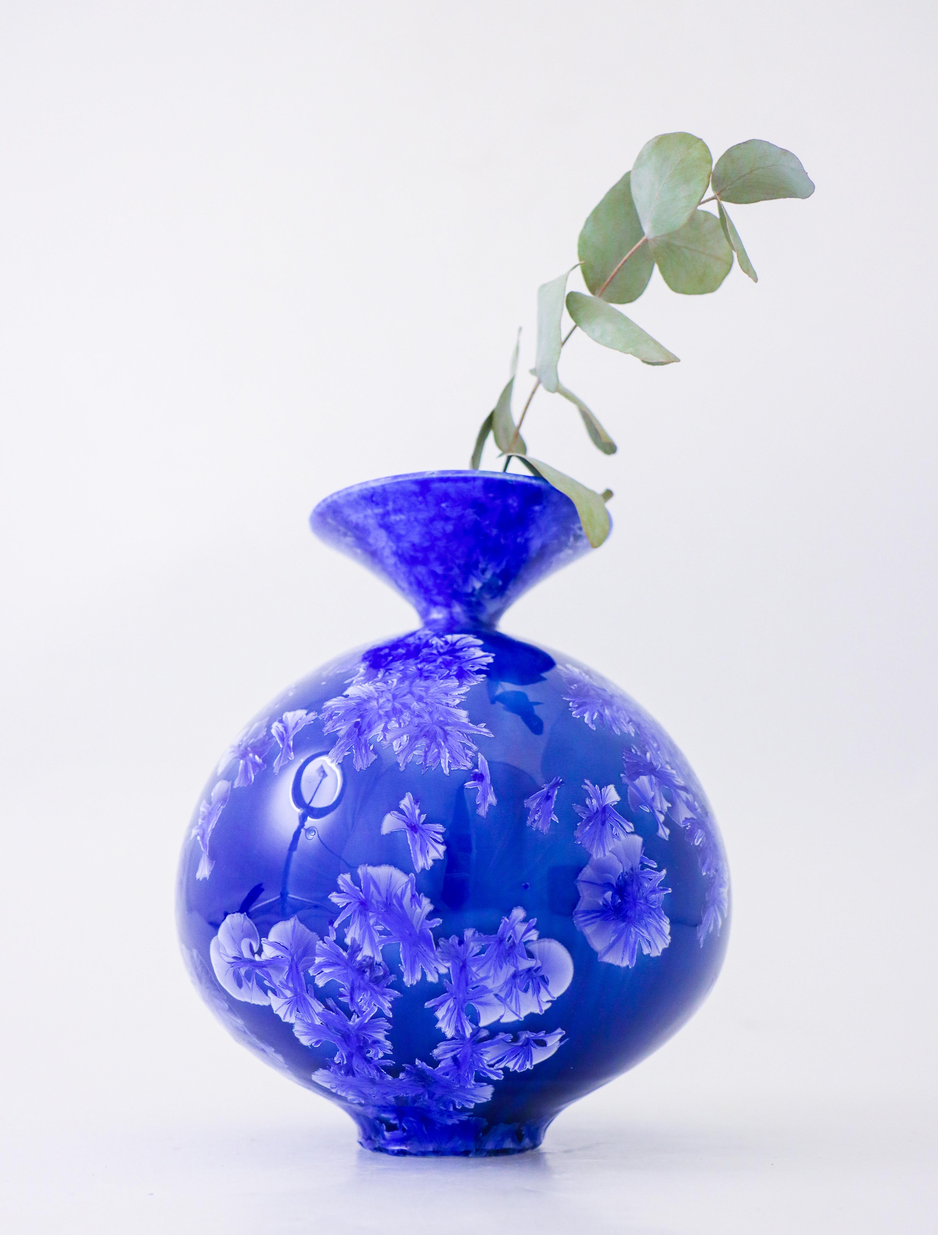 Isak Isaksson Blue Ceramic Vase Crystalline Glaze Contemporary Artist In Excellent Condition In Stockholm, SE