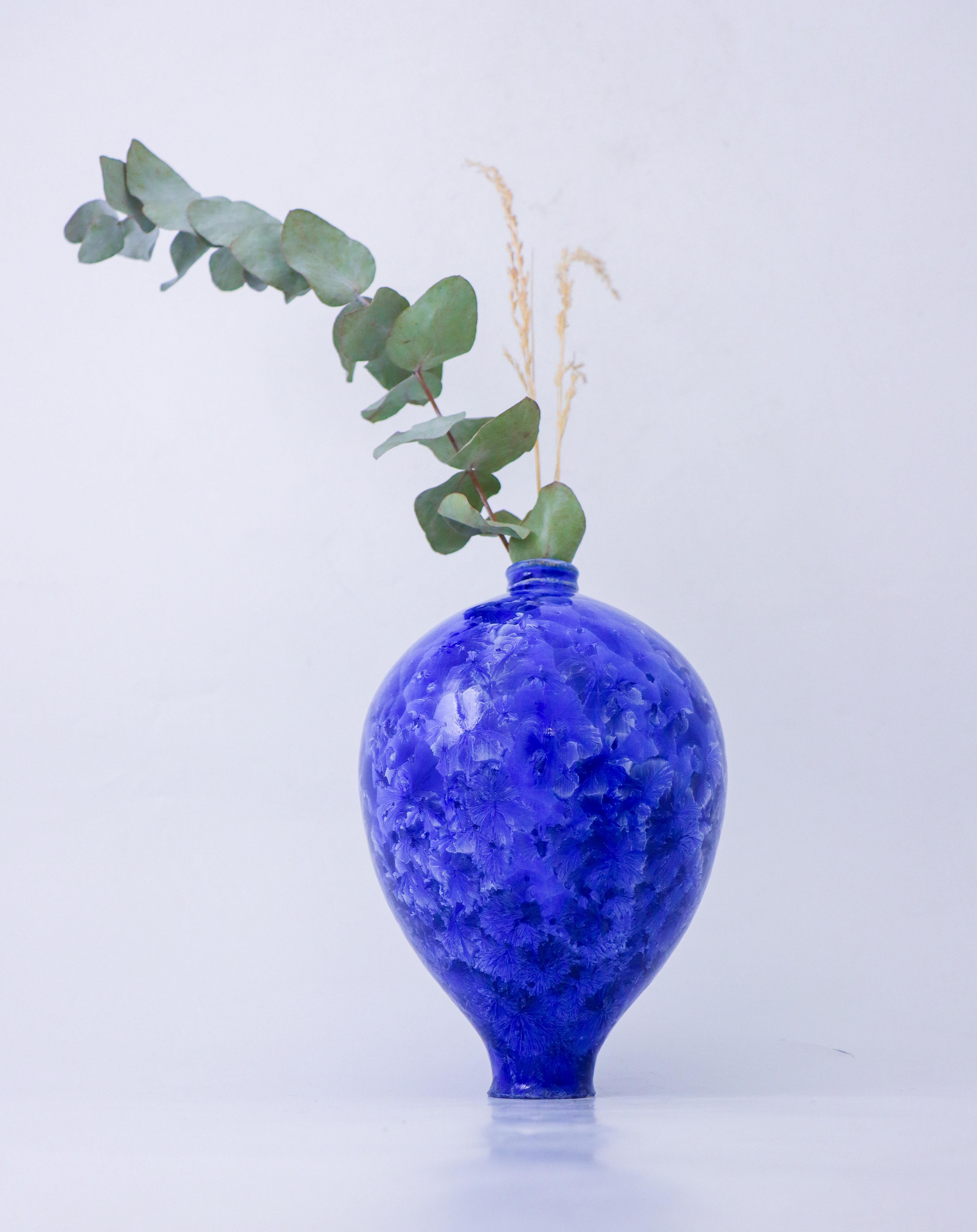 Isak Isaksson - Blue Ceramic Vase - Crystalline Glaze - Contemporary Artist For Sale 1