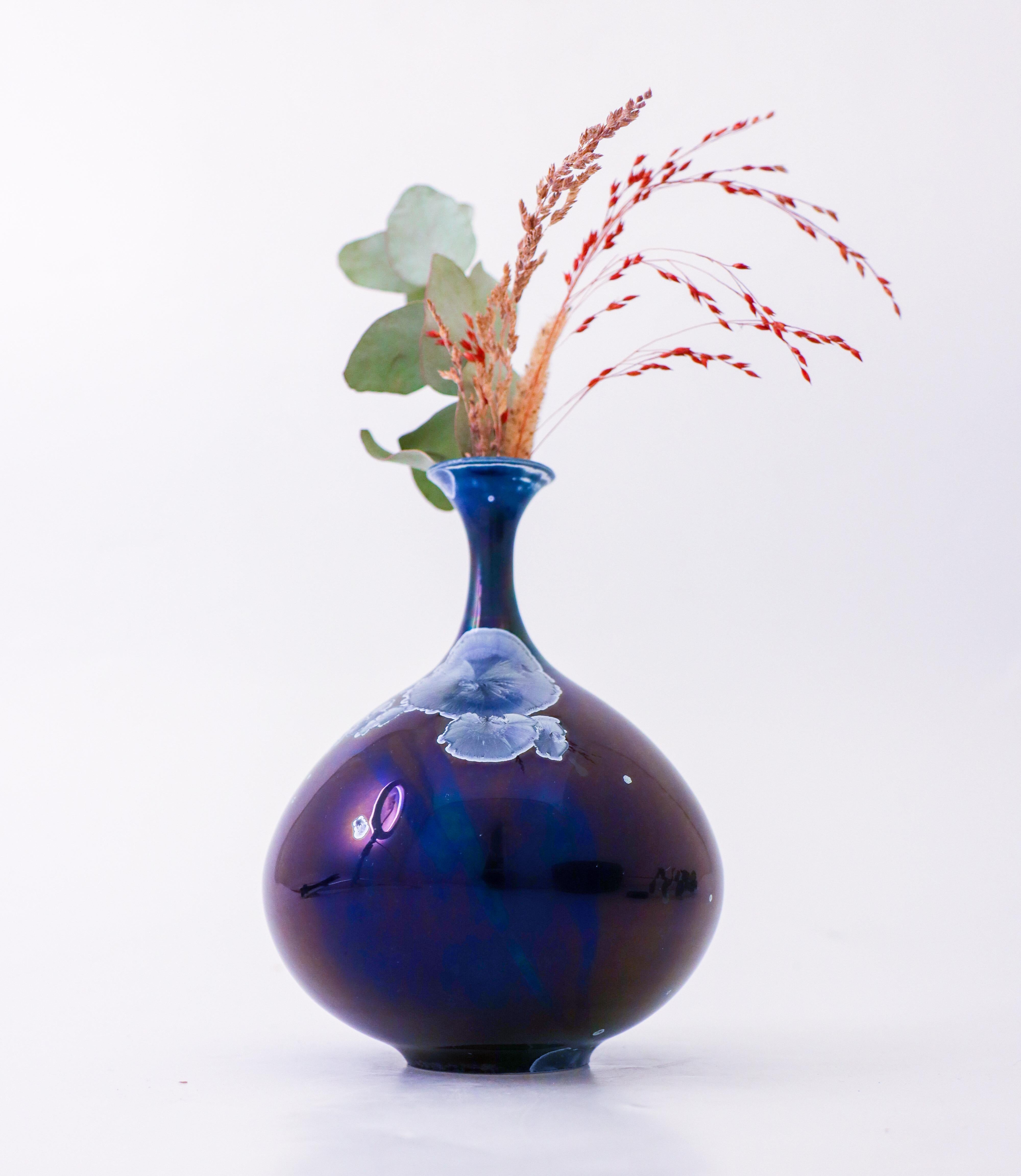 Isak Isaksson Blue Ceramic Vase Crystalline Glaze Contemporary Artist 1