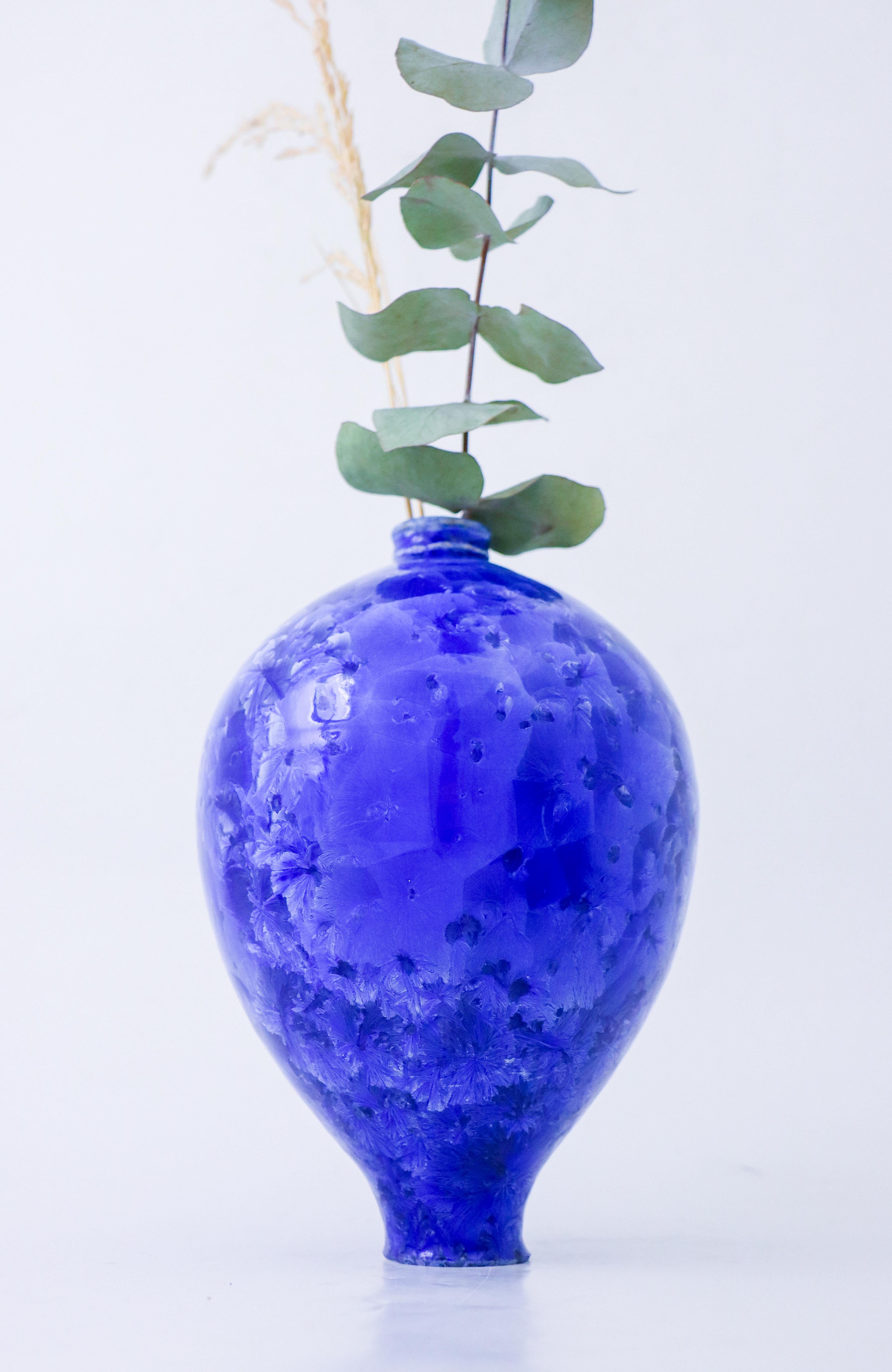 Isak Isaksson - Blue Ceramic Vase - Crystalline Glaze - Contemporary Artist For Sale 3