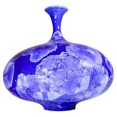 Isak Isaksson Blue Ceramic Vase Crystalline Glaze Contemporary Artist
