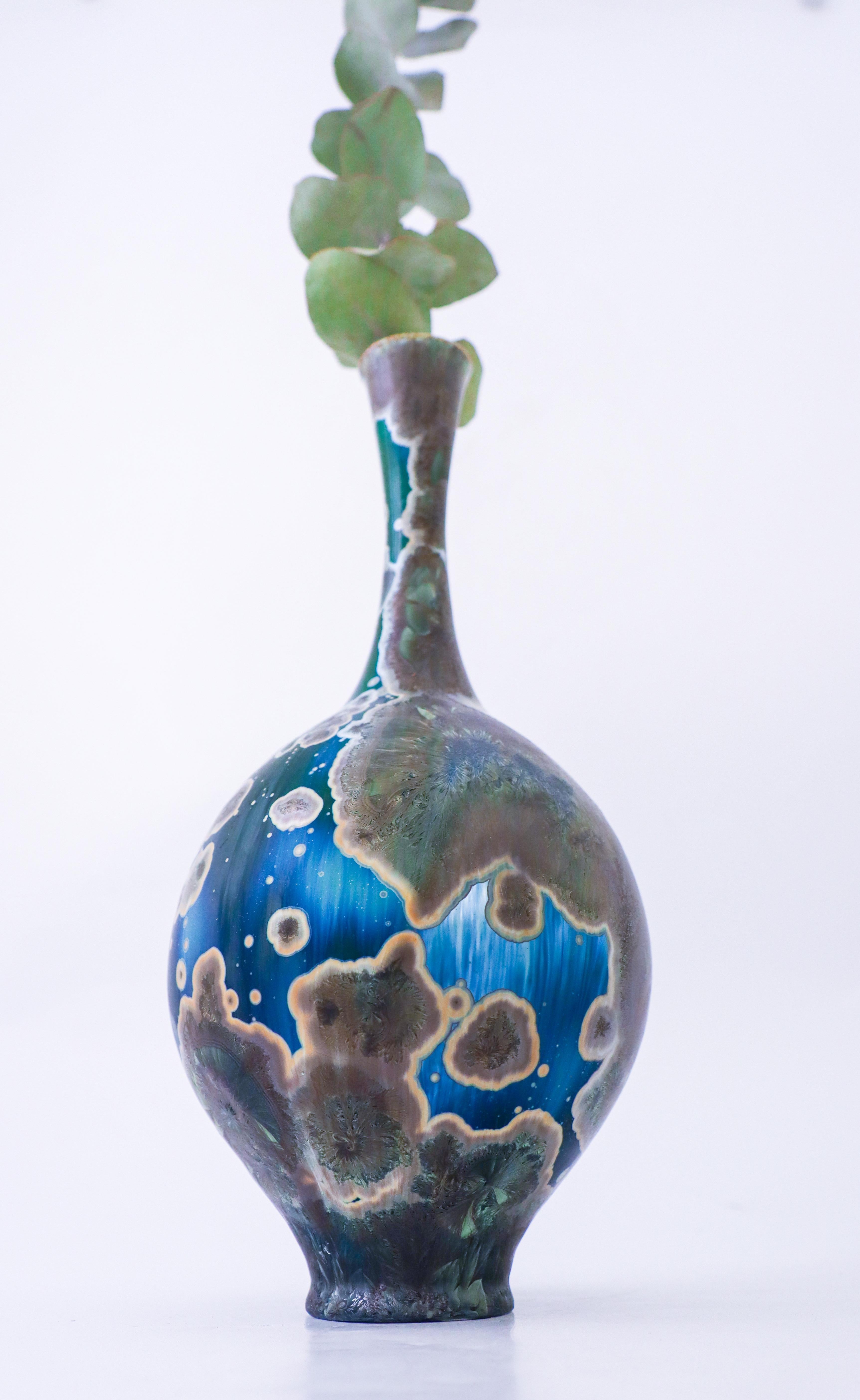 Isak Isaksson Blue & Green Ceramic Vase Crystalline Glaze Contemporary Space 2