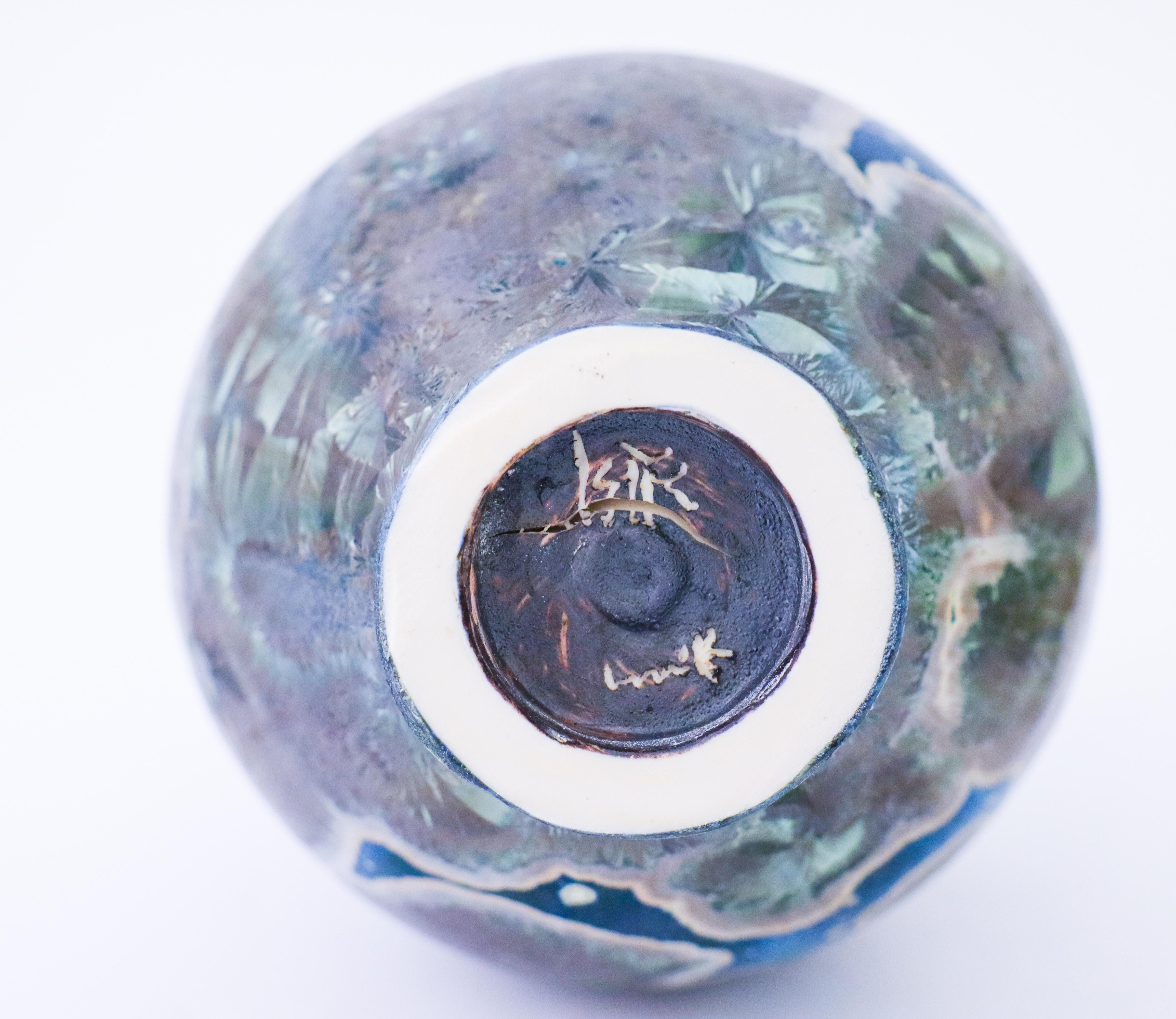 Isak Isaksson Blue & Green Ceramic Vase Crystalline Glaze Contemporary Space For Sale 3