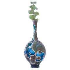 Isak Isaksson Blue & Green Ceramic Vase Crystalline Glaze Contemporary Space