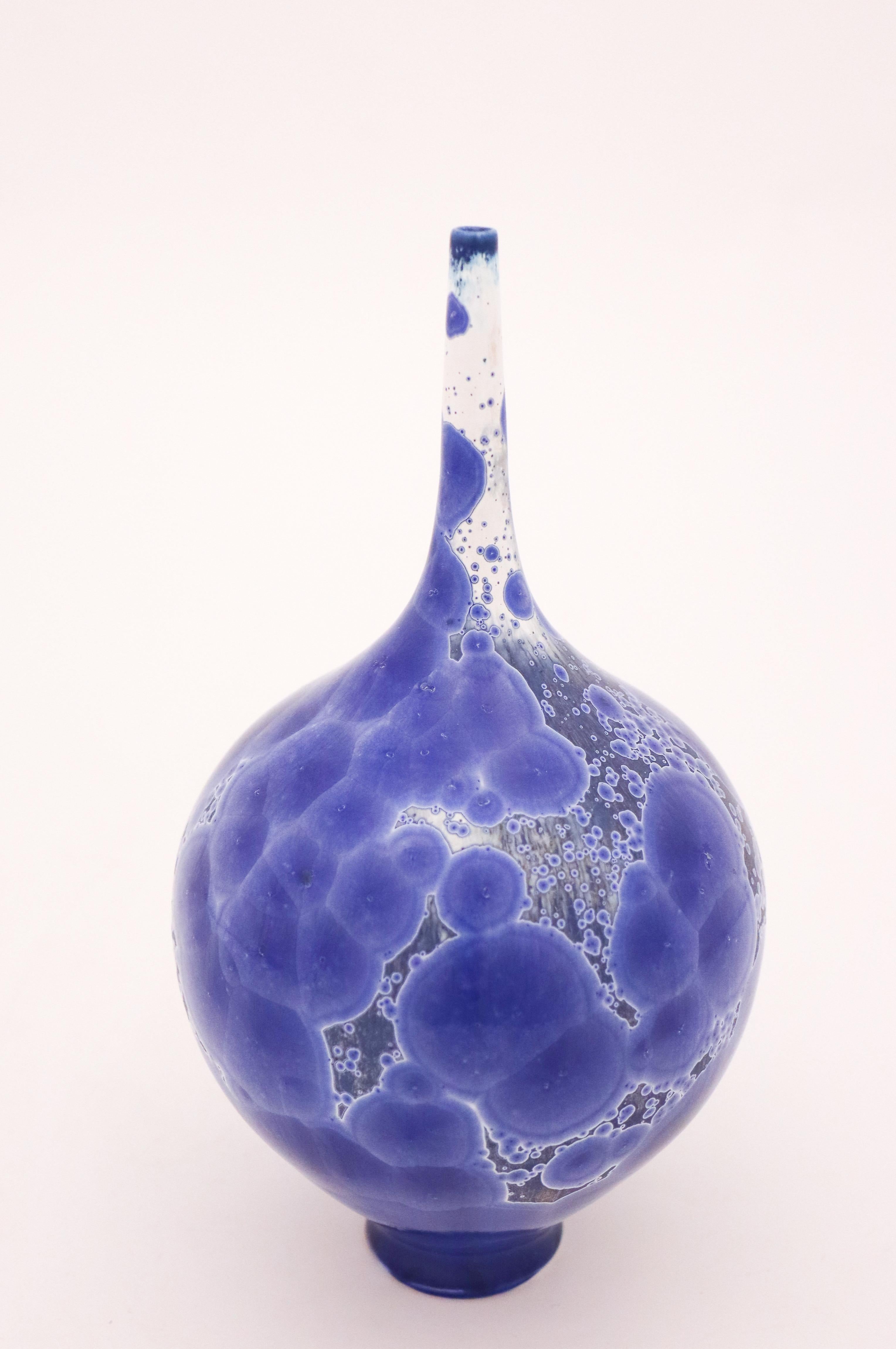 Vase by Isak Isaksson, Blue & White Glaze, Contemporary Swedish Ceramicist In Excellent Condition In Stockholm, SE