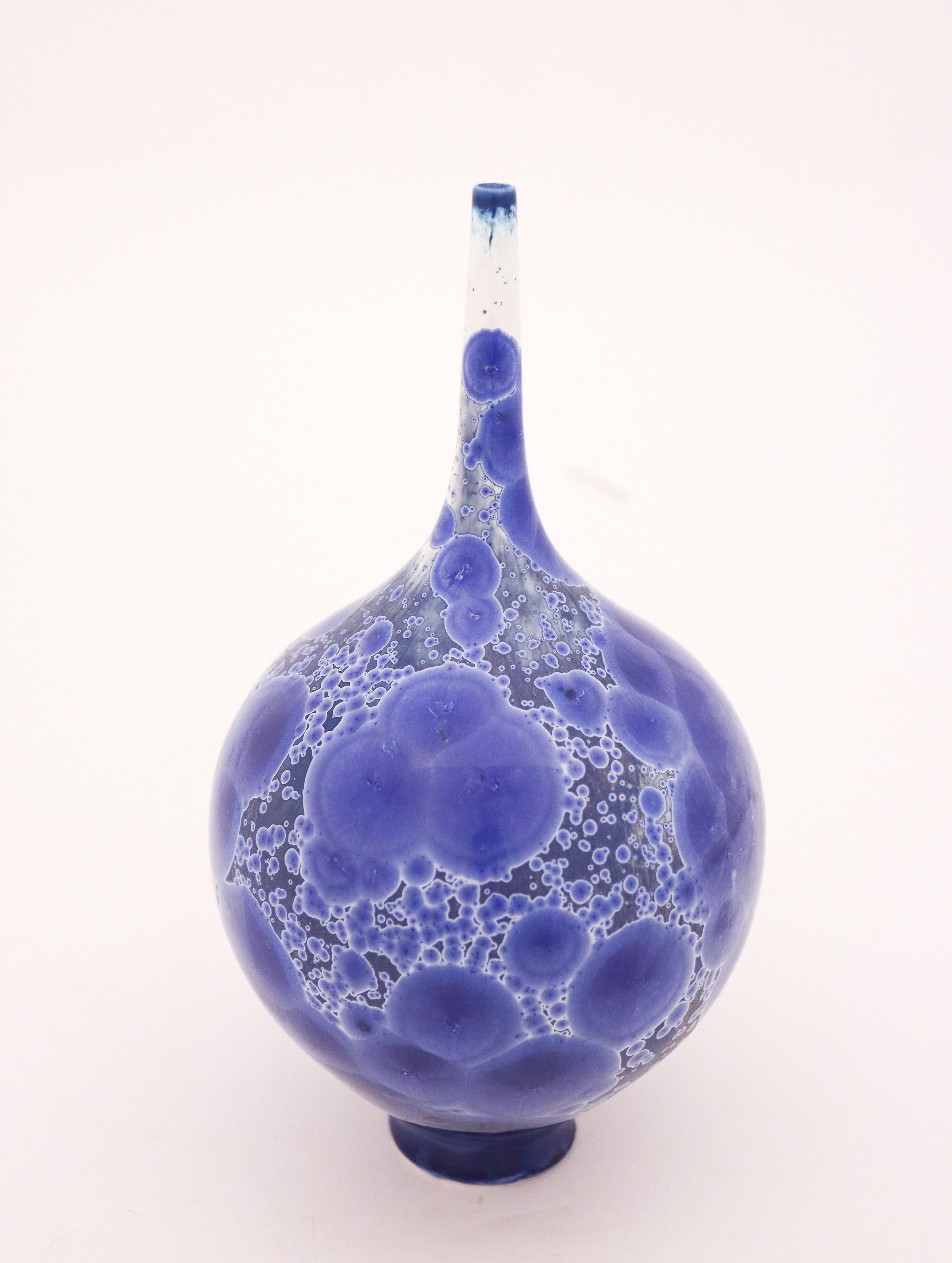 Vase by Isak Isaksson, Blue & White Glaze, Contemporary Swedish Ceramicist 2