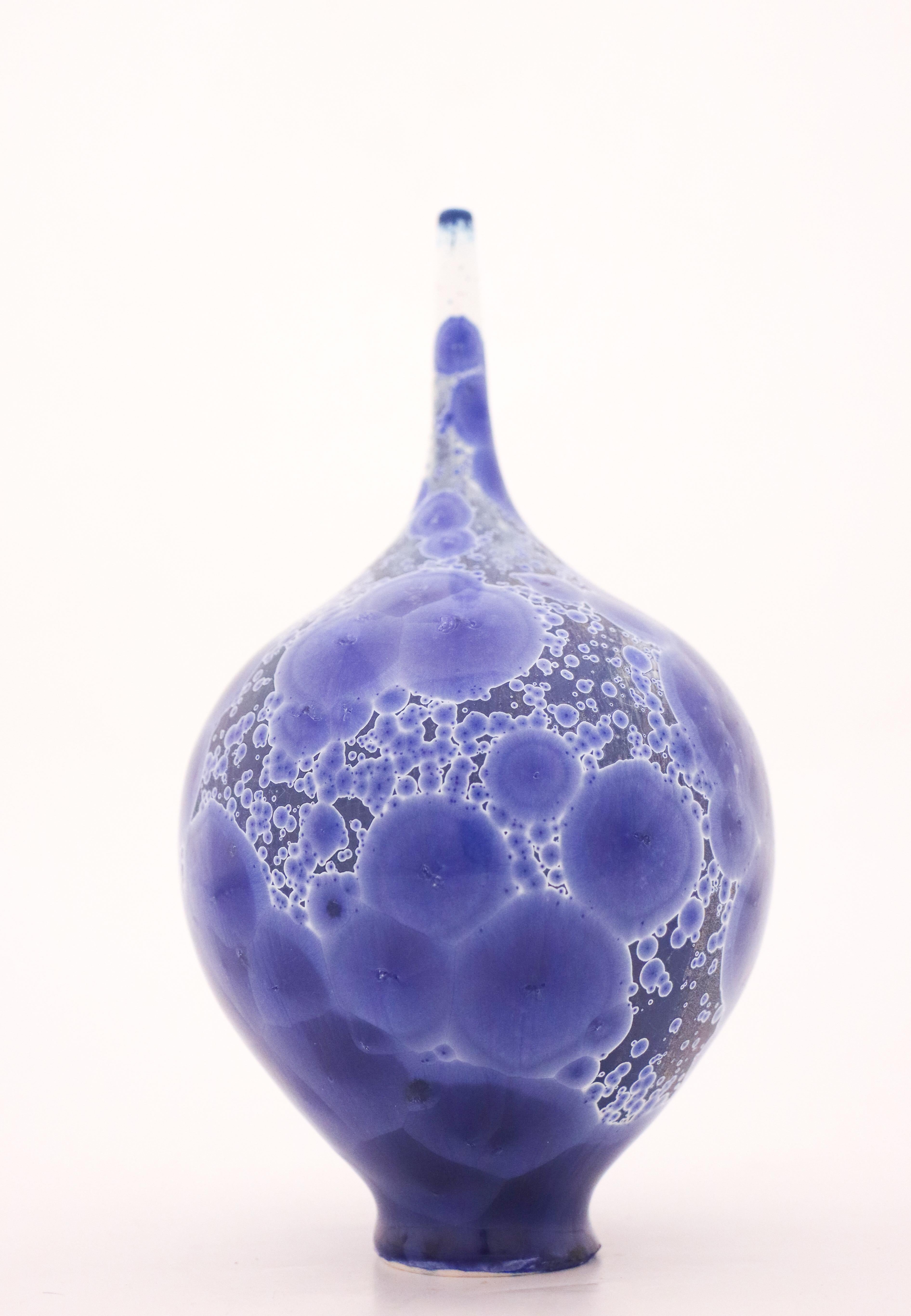 Vase by Isak Isaksson, Blue & White Glaze, Contemporary Swedish Ceramicist 3