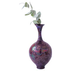 Isak Isaksson Bordeaux Red Ceramic Vase Crystalline Glaze - Contemporary Artist