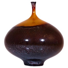 Isak Isaksson Brown / Black Ceramic Vase - Crystalline Glaze Contemporary Artist