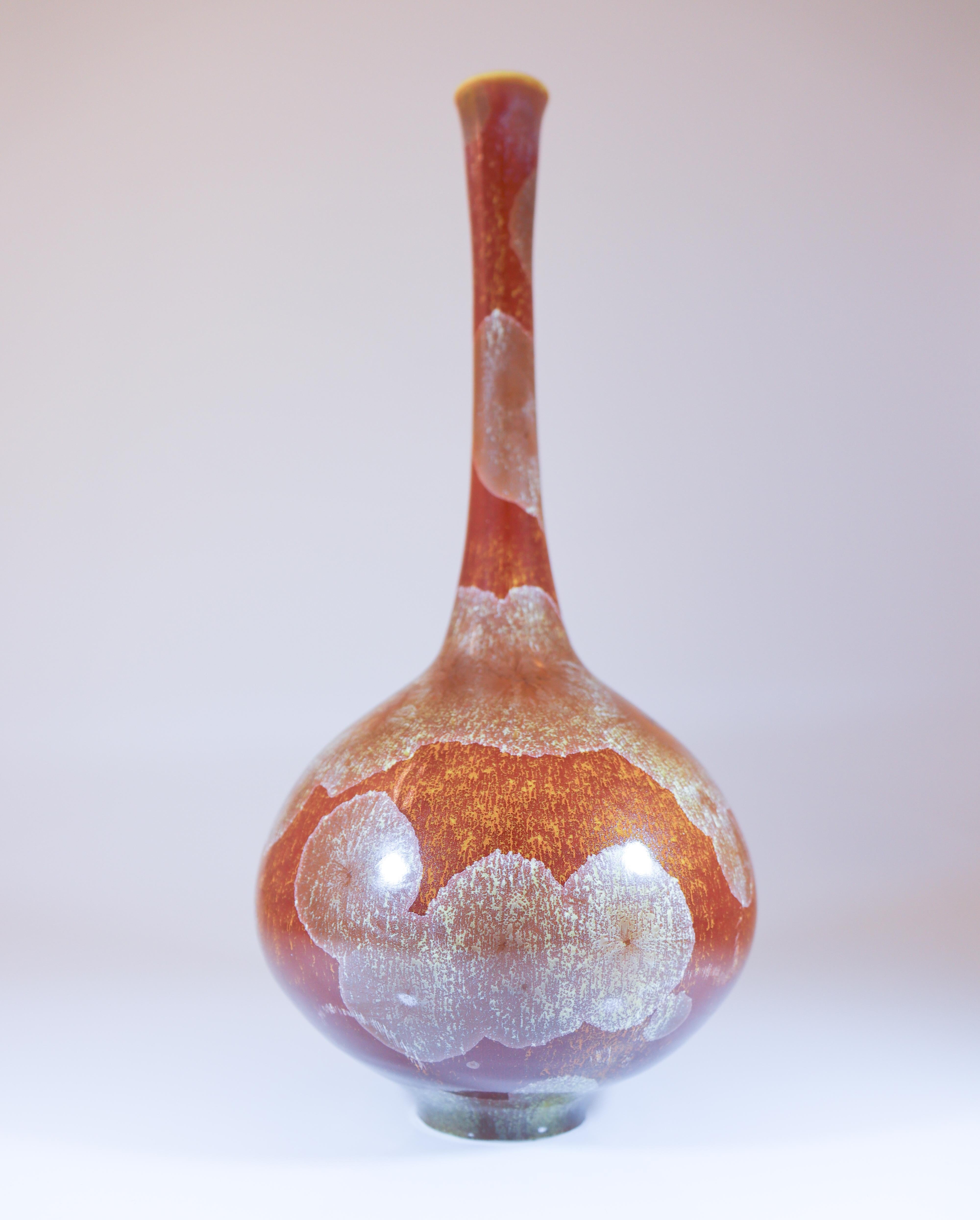 Scandinavian Modern Isak Isaksson - Brown Ceramic Vase Crystalline Glaze Contemporary Artist For Sale
