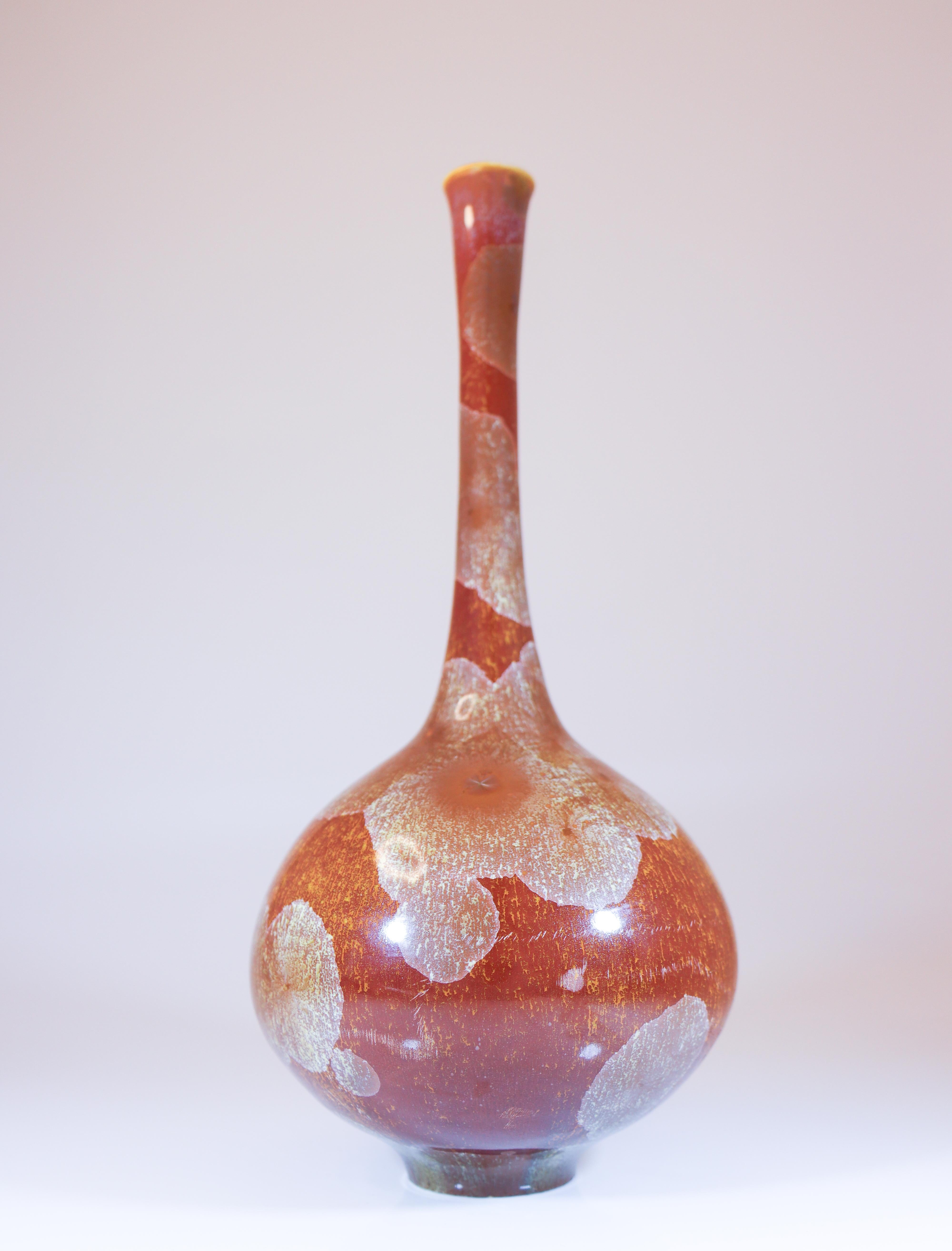Isak Isaksson - Brown Ceramic Vase Crystalline Glaze Contemporary Artist In Good Condition For Sale In Stockholm, SE