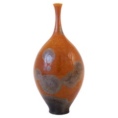 Isak Isaksson Brown Ceramic Vase, silver Crystalline Glaze Contemporary Artist