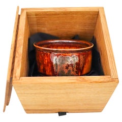 Isak Isaksson Brown & Silver Chawan Tea Bowl in Box, Contemporary Ceramicist