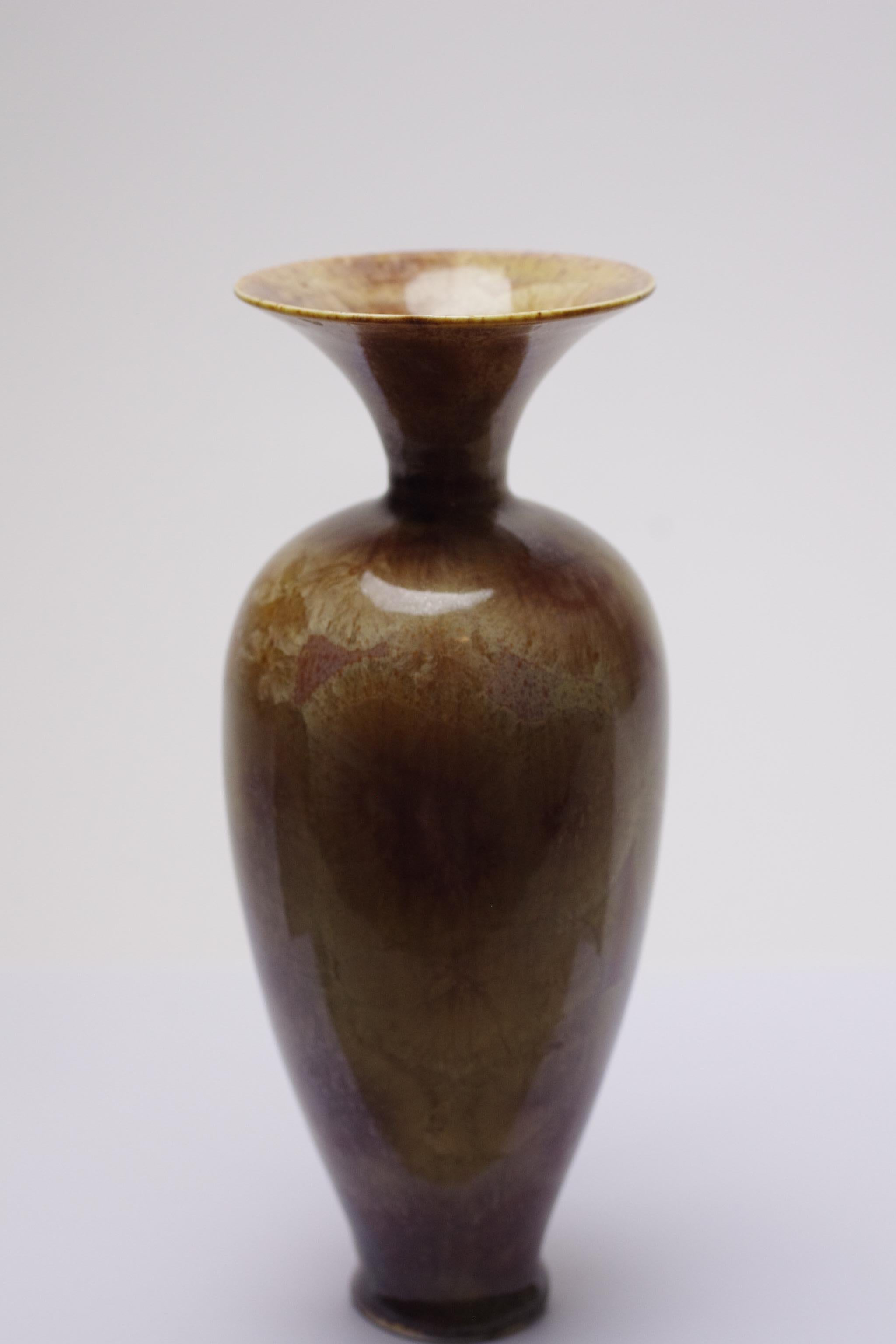 Stoneware Isak Isaksson - Brown / Yellow vase For Sale
