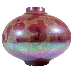 Isak Isaksson Ceramic Vase -Glossy Pink Crystalline Glaze Contemporary Artist