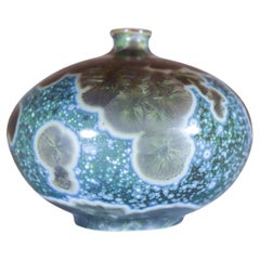 Isak Isaksson Ceramic Vase - Green Crystalline Glaze Contemporary Artist