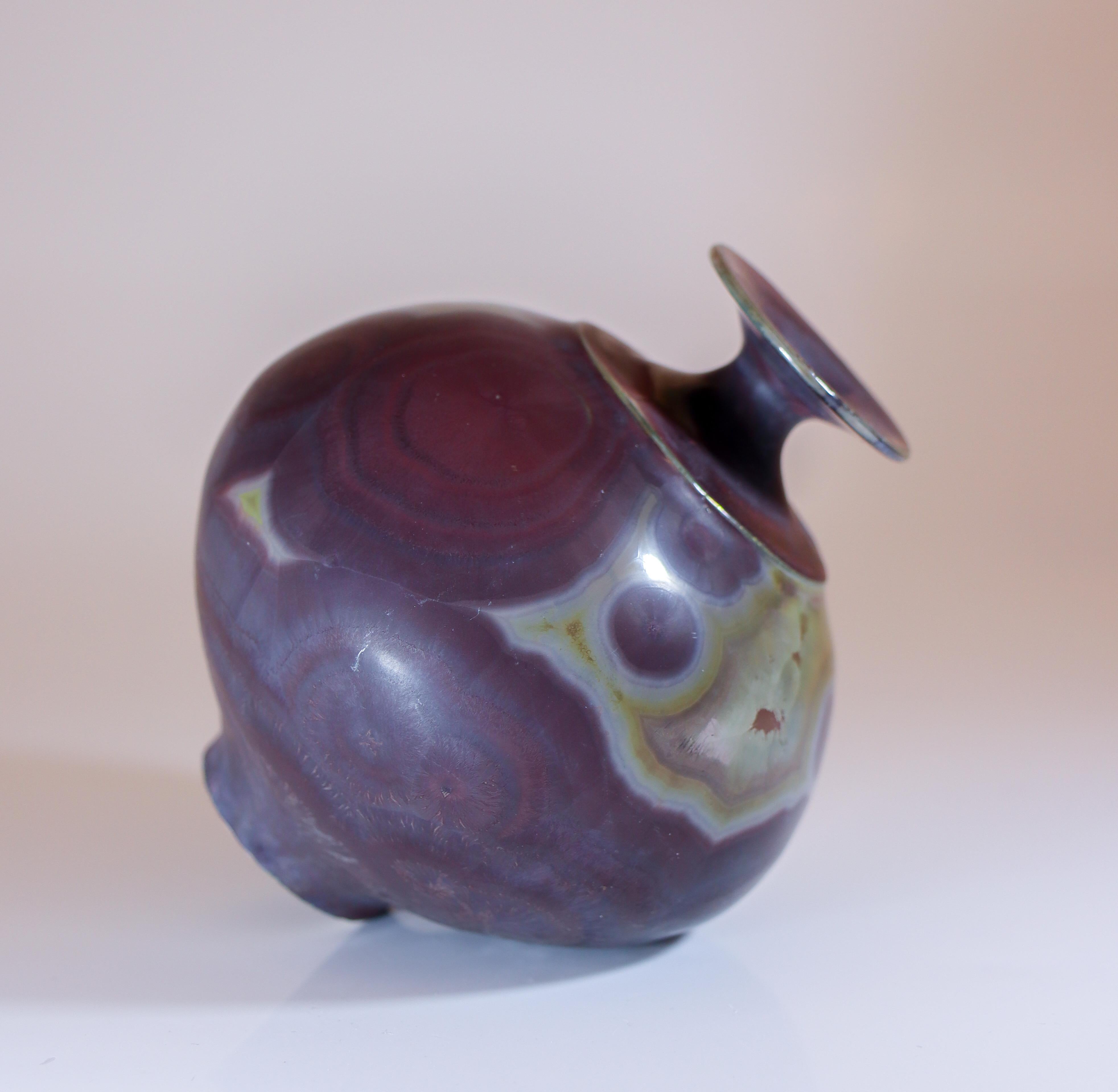 Isak Isaksson Ceramic Vase - Purple Matte Crystalline Glaze Contemporary Artist For Sale 2